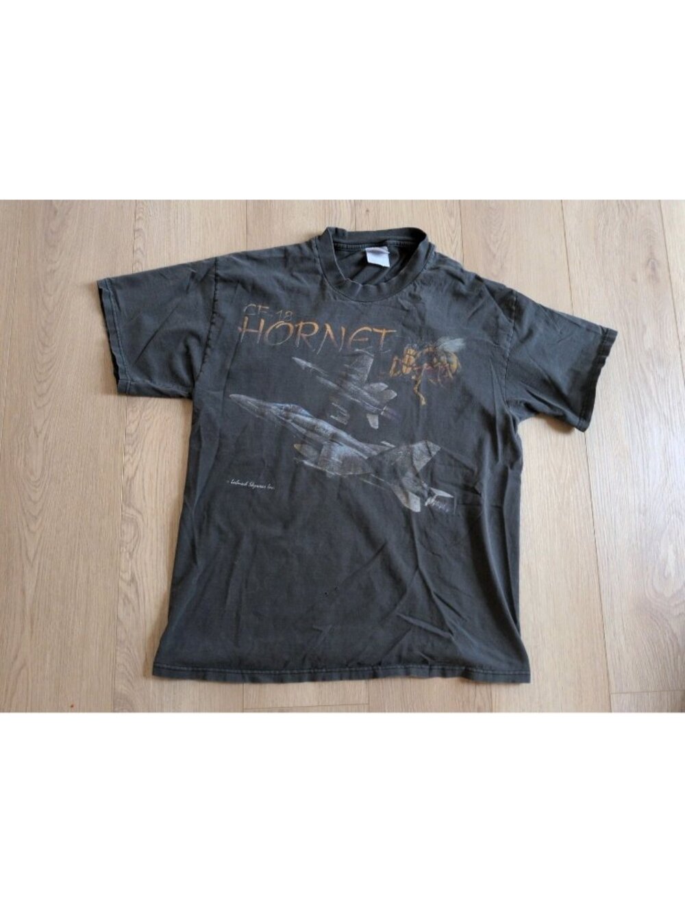 Vintage 90s CF-18 Hornet Fighter Jet T Shirt L Hanes Beefy RCAF Canada Military